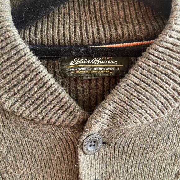 VTG Eddie Bauer Men's Cotton Blend Sweater Fisherman Pullover 1/4 Button Size S - Picture 4 of 6